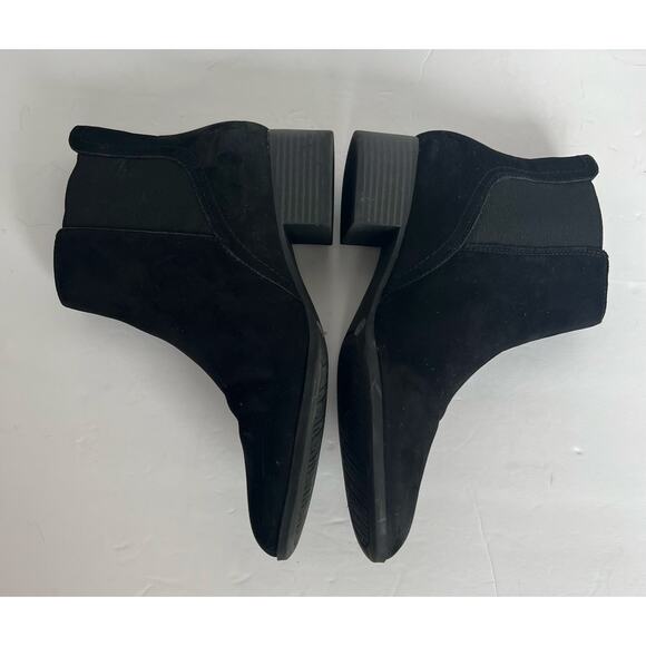 Alex Marie Black Suede Leather Chelsea Pull On Stretch Band Sides Ankle Boots 8M - Picture 4 of 10